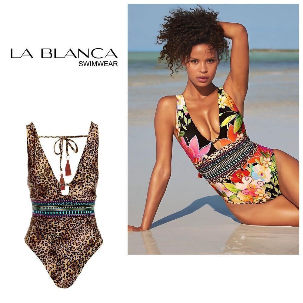 New. La Blanca reversible plunge neck swimsuit. Small. Retails $129